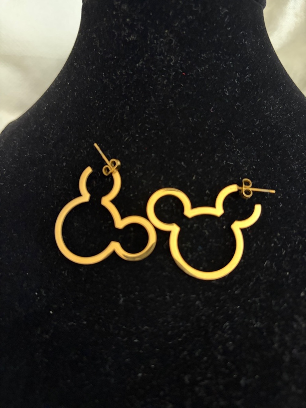 Gold Tone Mickey Silhouette Hoop Earrings - Women Jewelry